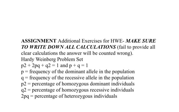 Solved ASSIGNMENT Additional Exercises for HWE- MAKE SURE TO | Chegg.com