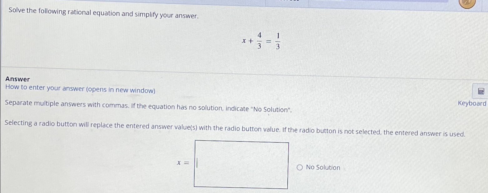 Solved Solve the following rational equation and simplify | Chegg.com