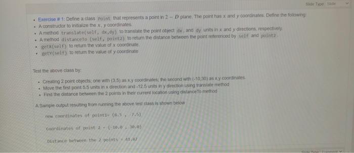 Solved IN PYTHON: Define a class Point that represents a | Chegg.com