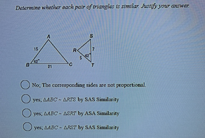 Solved Determine Whether Each Pair Of Triangles Is Similar 2870