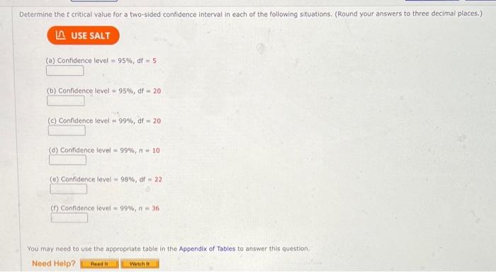Solved Determine the t critical value for a two-sided | Chegg.com