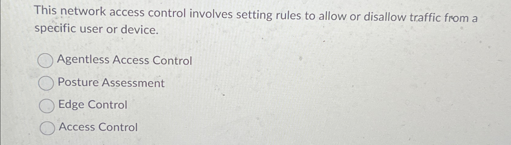 Solved This network access control involves setting rules to | Chegg.com
