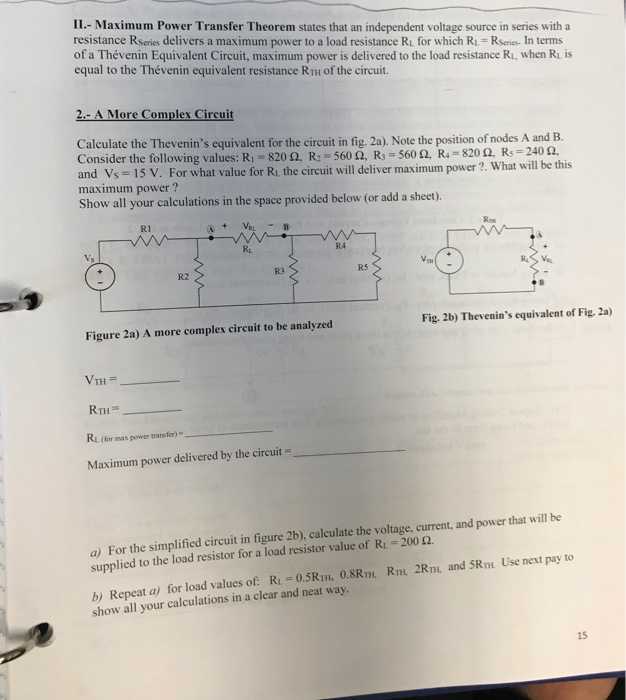 Solved II.- Maximum Power Transfer Theorem states that an | Chegg.com