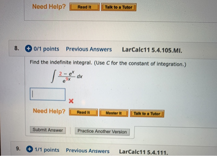 Solved Need Help? Talk to a Tutor Read It LarCalc11 | Chegg.com