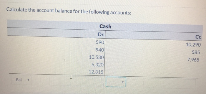 Solved Calculate The Account Balance For The Following | Chegg.com