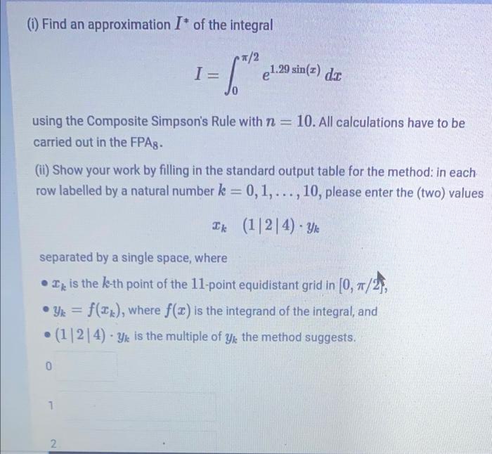 Solved (i) Find an approximation I* of the integral = √² | Chegg.com