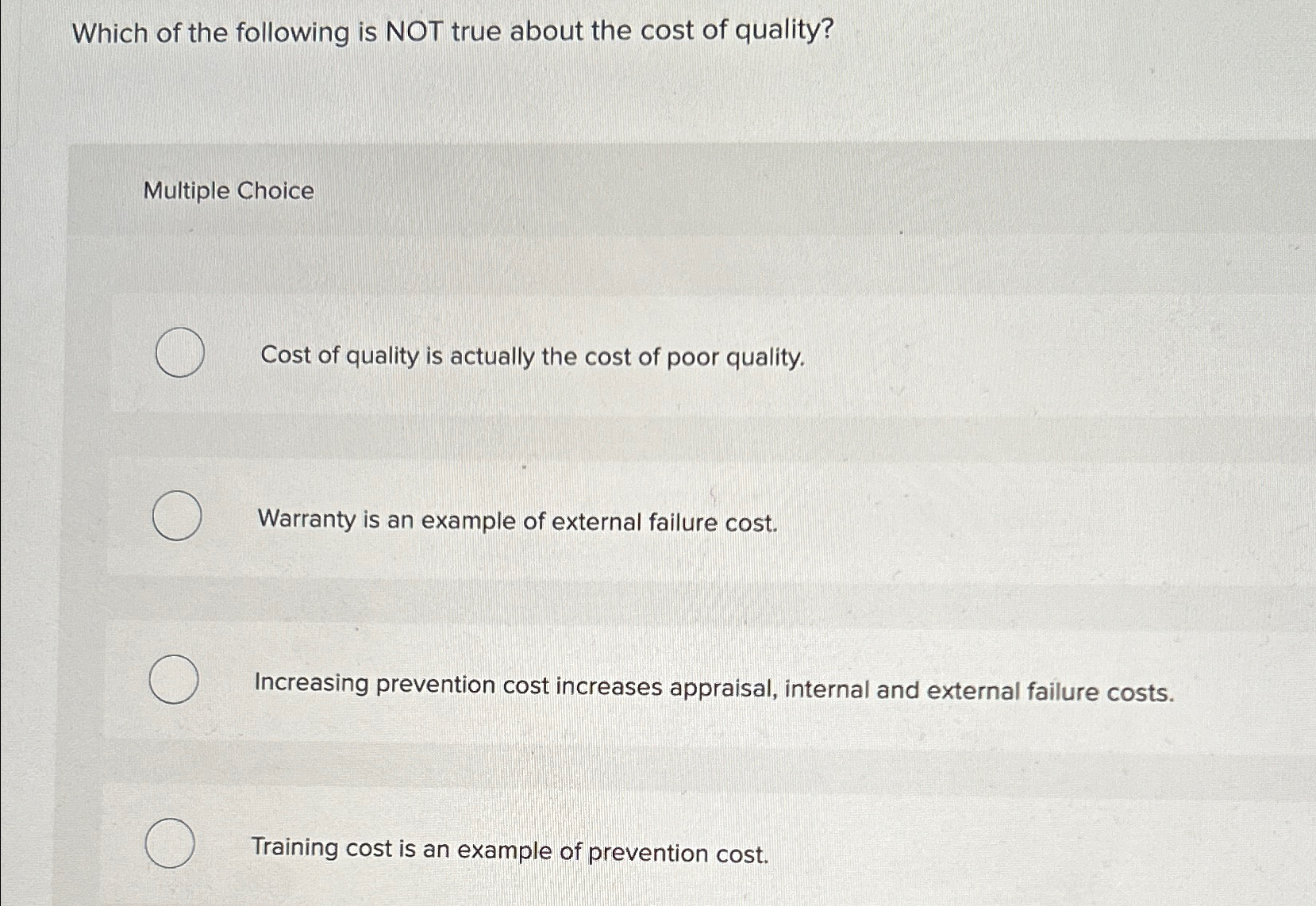 Solved Which of the following is NOT true about the cost of | Chegg.com