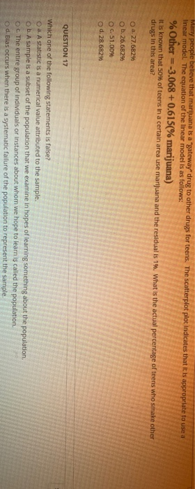 Solved A study was conducted to determine the relationship | Chegg.com