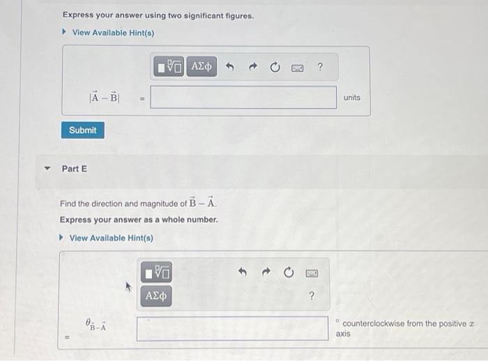 Solved Vector A points in the negative y direction and has a | Chegg.com