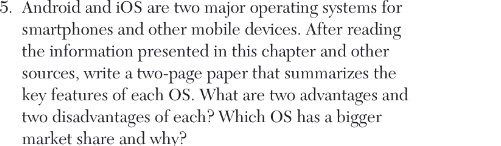 5. Android and iOS are two major operating systems for smartphones and other mobile devices. After reading the information pr