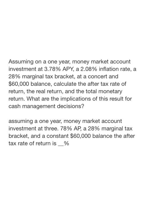 Solved After tax rate of return - ___the real return ___the | Chegg.com