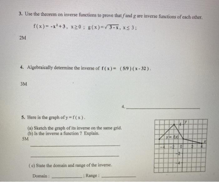 Solved 3. Use the theorem on inverse functions to prove that | Chegg.com