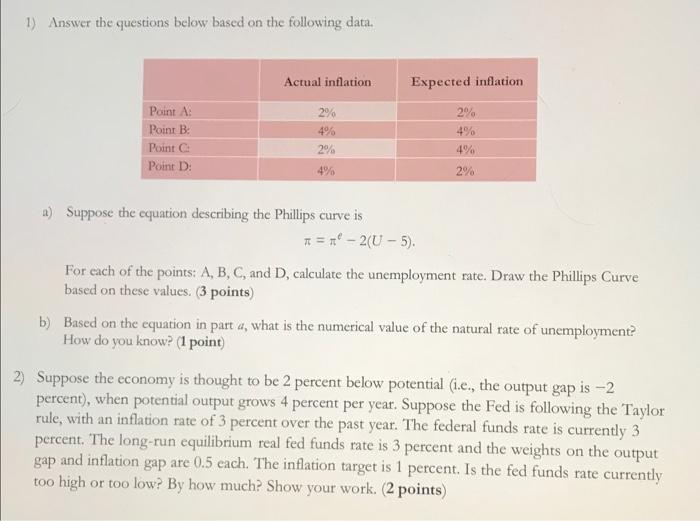Solved 1) Answer the questions below based on the following | Chegg.com