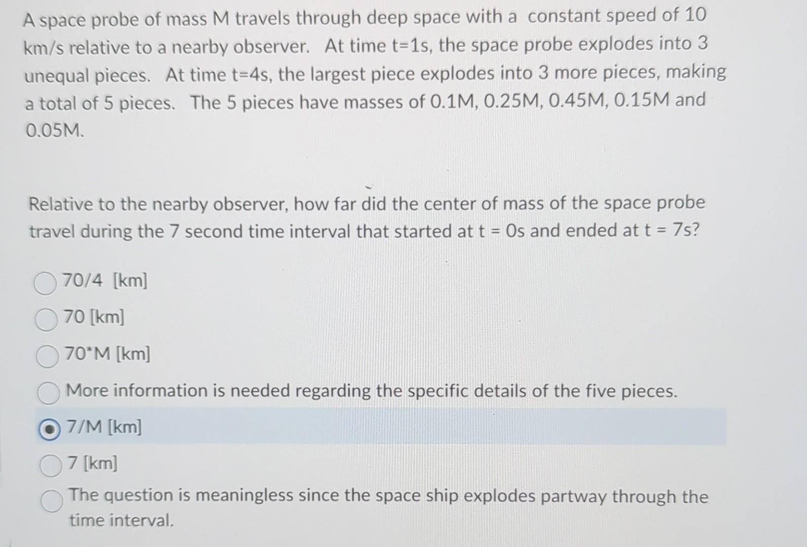 Solved Question 4 (2 Points) Saved A Space Probe Of Mass M | Chegg.com