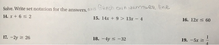 Solved on a number line. Solve. Write set notation for the | Chegg.com