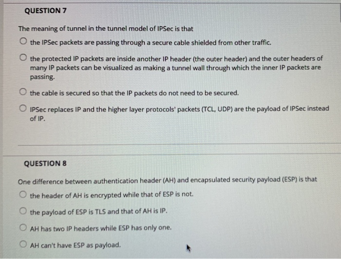 Solved QUESTION 7 The meaning of tunnel in the tunnel model