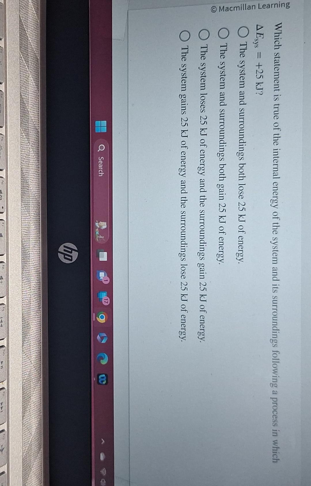 Solved Which statement is true of the internal energy of the | Chegg.com