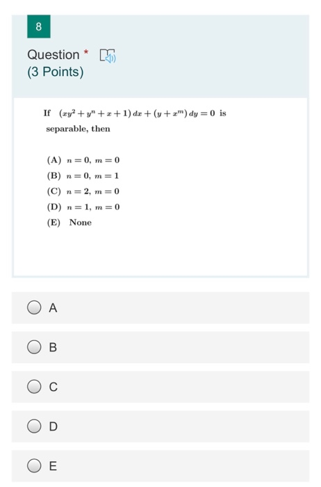 Solved 00 8 Question 3 Points If Xy Y 1 Dx Y Chegg Com