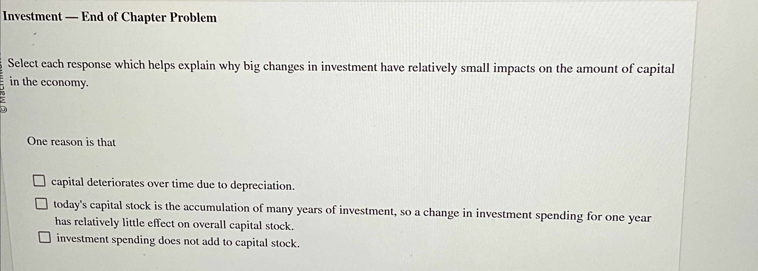 Solved Investment - ﻿End Of Chapter ProblemSelect Each | Chegg.com