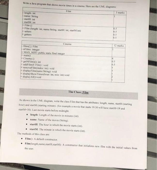 Solved Write a Java program that shows movie times in a | Chegg.com