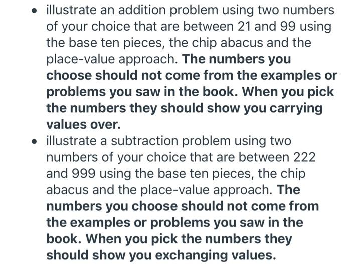Solved • illustrate an addition problem using two numbers of | Chegg.com