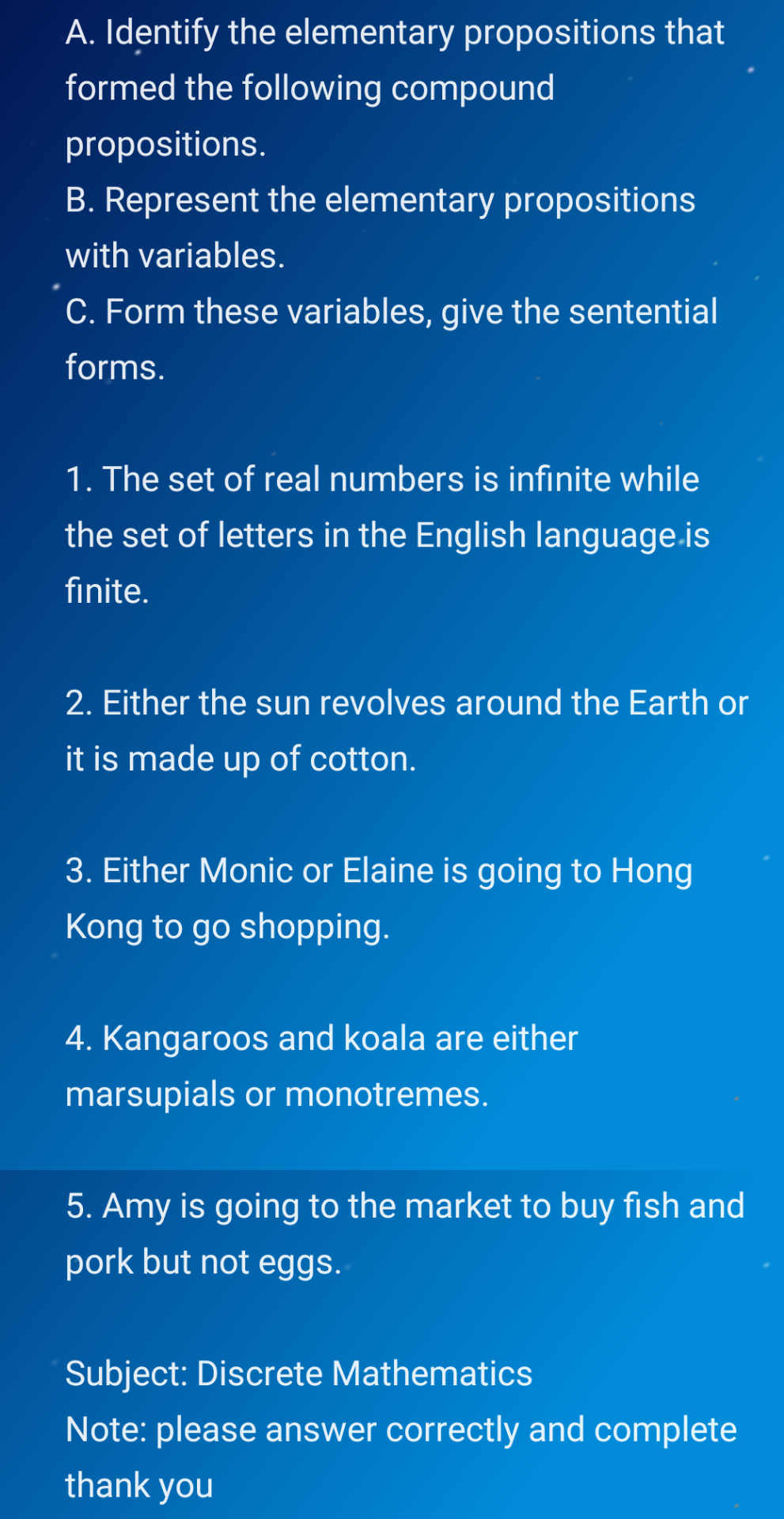 Solved A. Identify the elementary propositions that formed