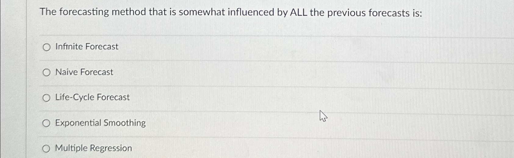 Solved The forecasting method that is somewhat influenced by | Chegg.com