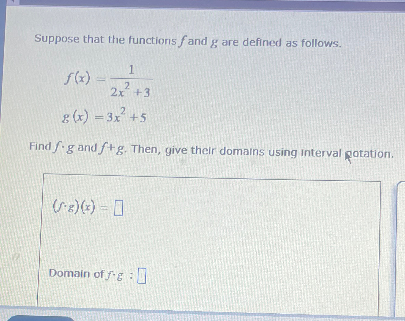 Solved Suppose that the functions f ﻿and g ﻿are defined as | Chegg.com