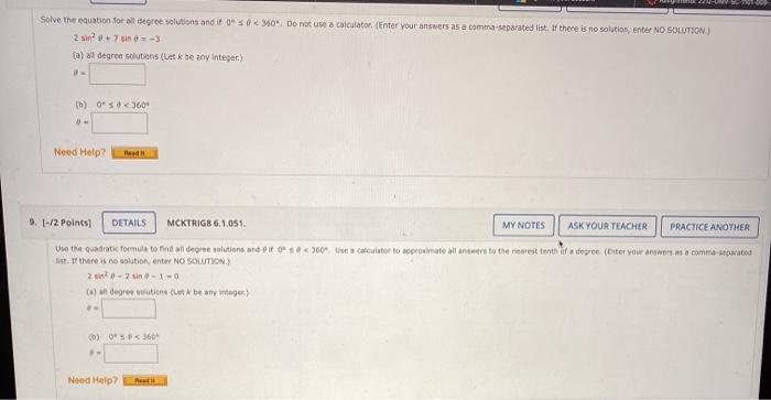 Solved Solve the equation for all degree solutions and its | Chegg.com