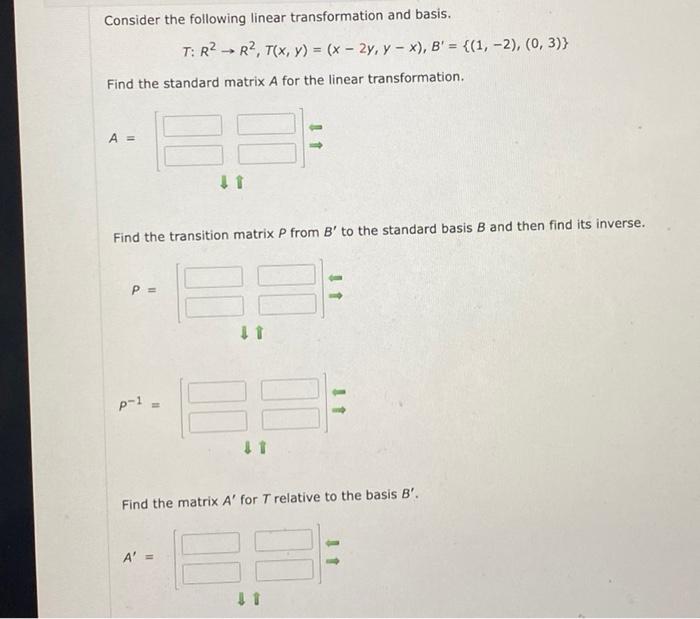 Solved Consider the following linear transformation and | Chegg.com