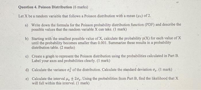 Solved Question 4. Poisson Distribution (6 marks) Let X be a | Chegg.com