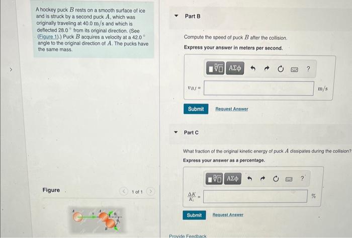 Solved A Hockey Puck B Rests On A Smooth Surface Of Ice And | Chegg.com