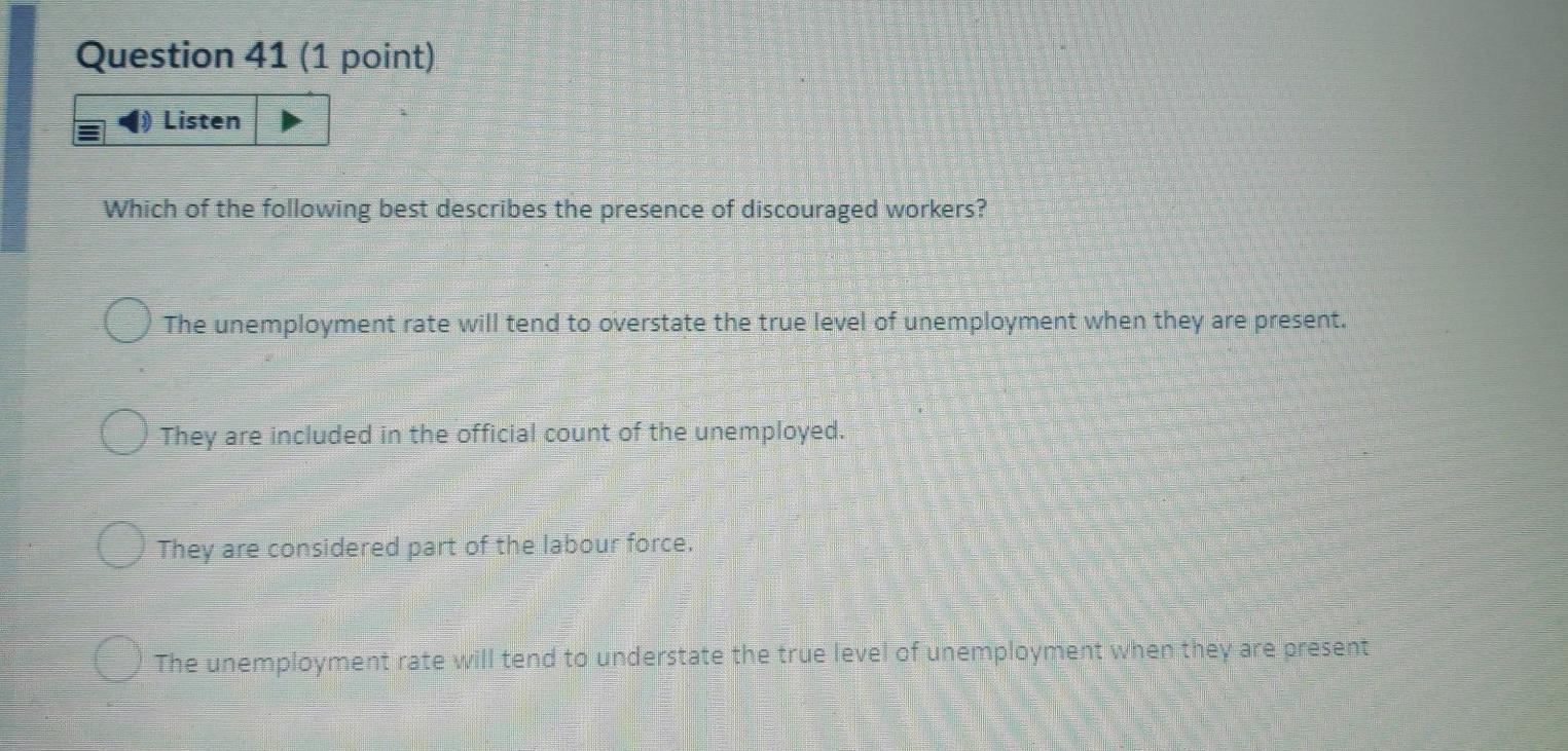 Solved Question 41 (1 point) Listen Which of the following | Chegg.com