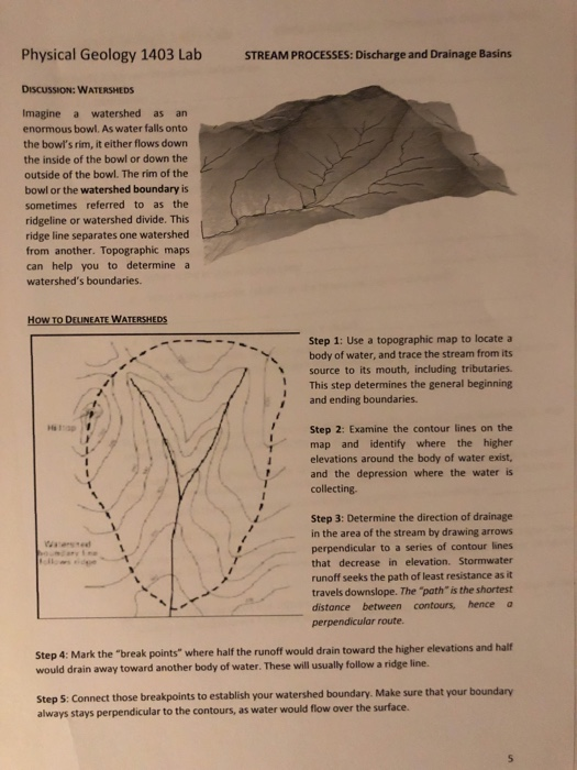 Water Stream Dissection Solved Physical Geology 1403 Lab STREAM PROCESSES: Discharge | Chegg.com