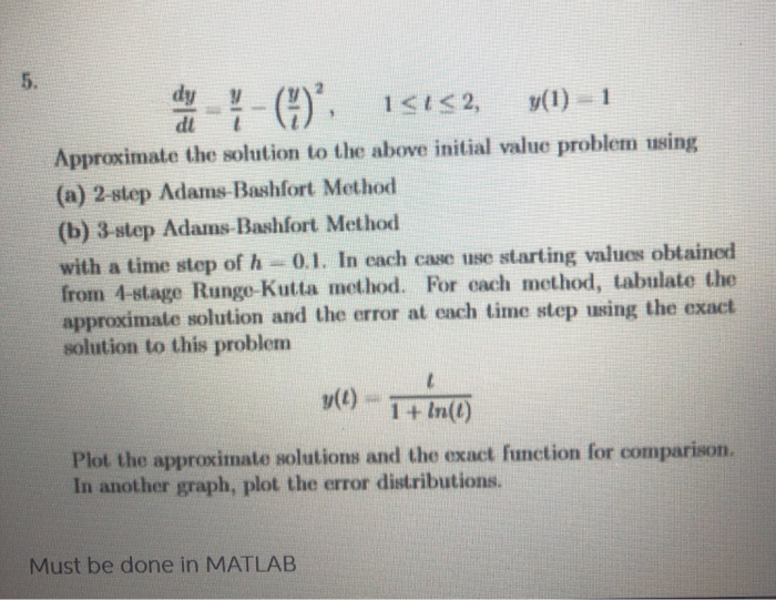Solved must be done in MATLAB, cannot be worked out by hand. | Chegg.com