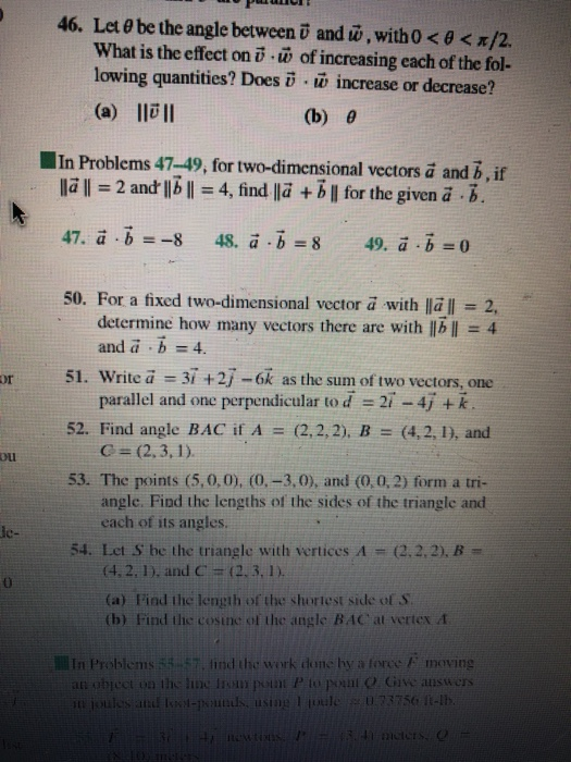 Solved Puului 46 Let Be The Angle Between 7 And W With0 Chegg Com