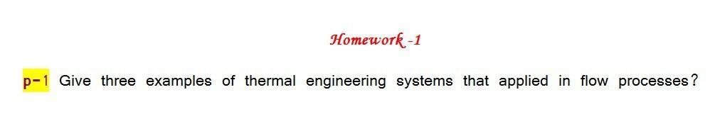 thermal engineering homework