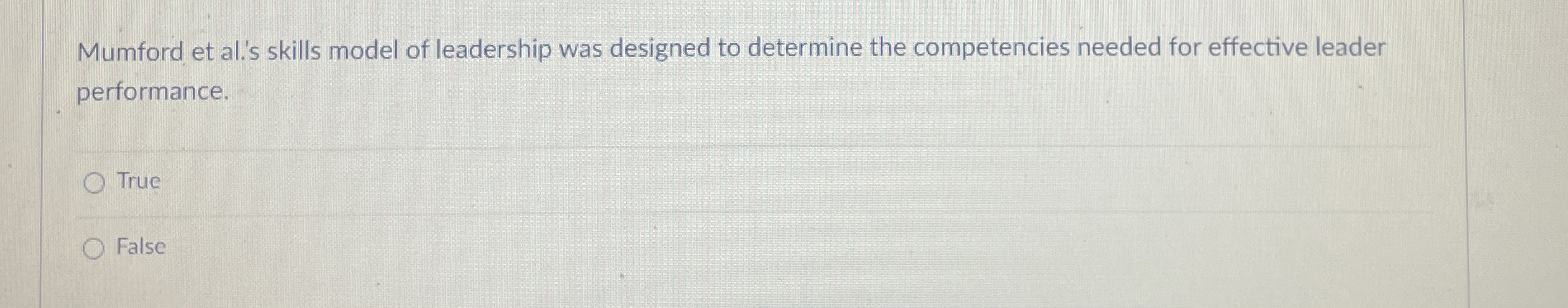 Solved Mumford et al.'s skills model of leadership was | Chegg.com