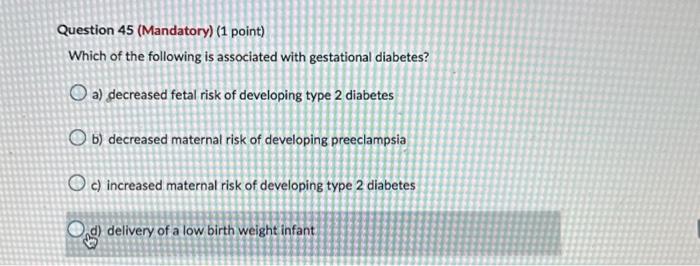 Solved Which Of The Following Is Associated With Gestational Chegg Com