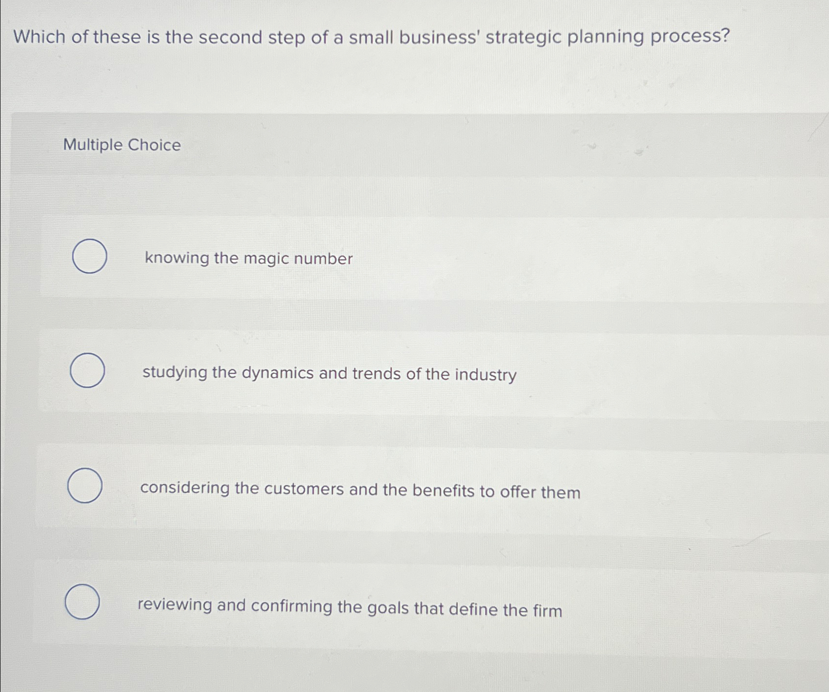 Solved Which of these is the second step of a small | Chegg.com