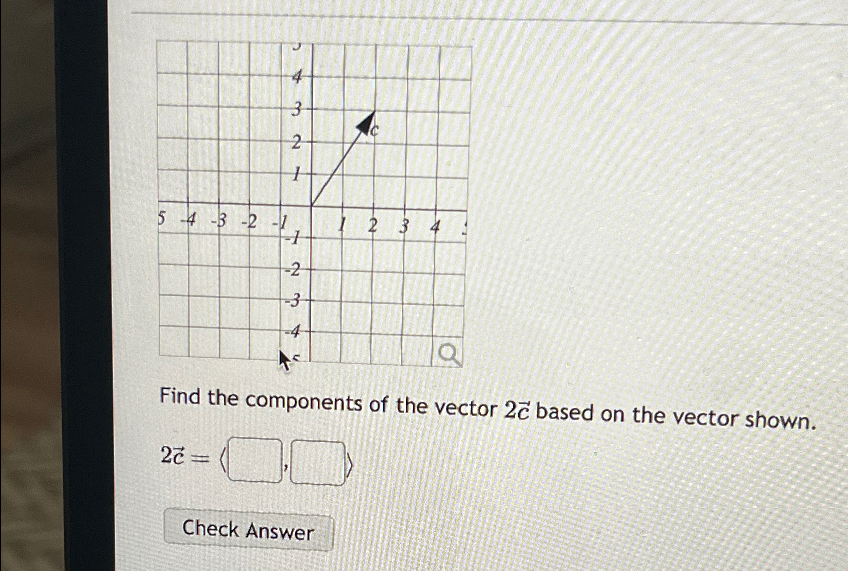 Solved Find the components of the vector 2vec(c) ﻿based on | Chegg.com