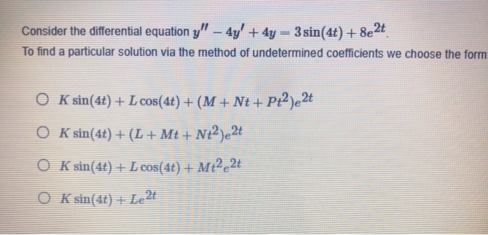 Solved Consider the differential equation y" – 4y' + 4y - 3 | Chegg.com