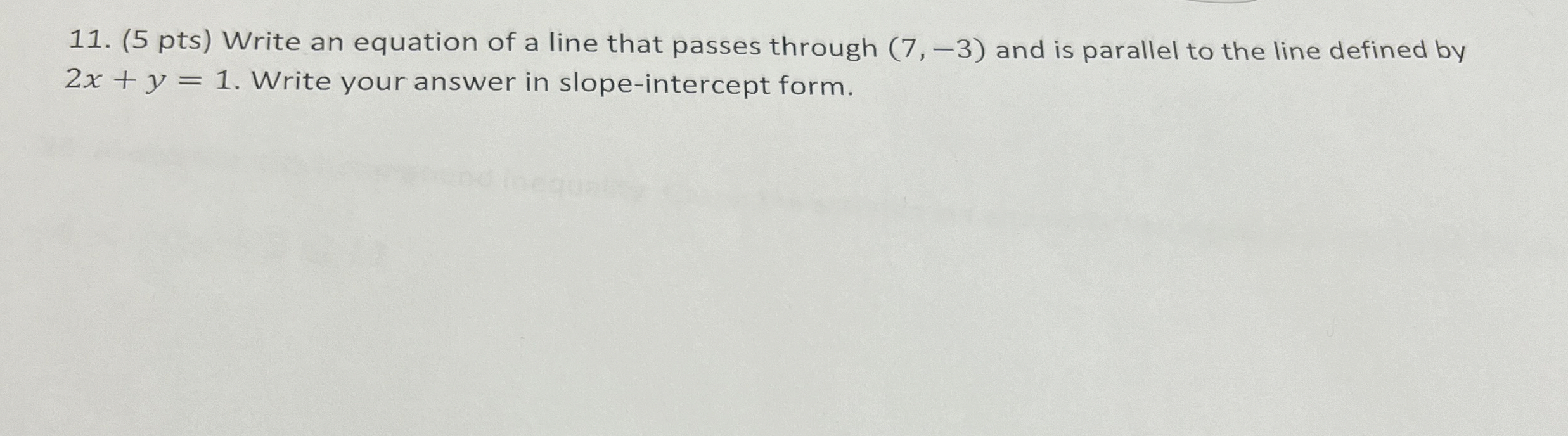 Solved (5 ﻿pts) ﻿Write an equation of a line that passes | Chegg.com