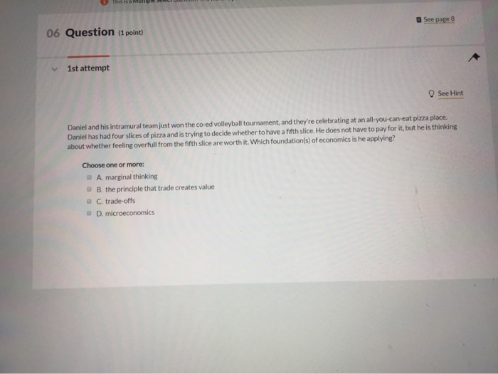 Solved 06 Question (1 point) See page 8 1st attempt See Hint | Chegg.com