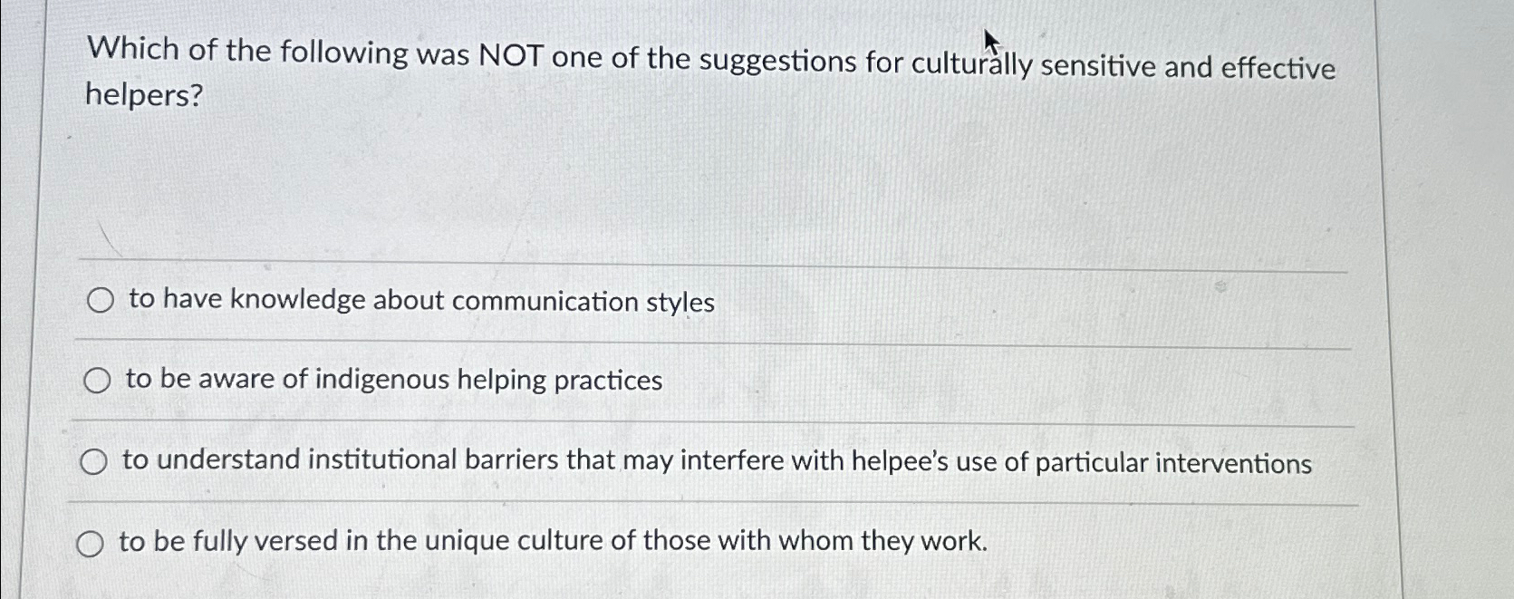 Solved Which of the following was NOT one of the suggestions | Chegg.com