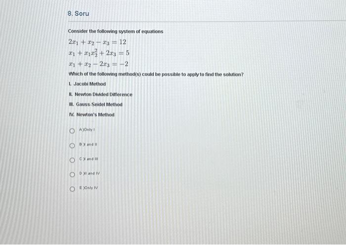 Solved Consider the following system of equations | Chegg.com