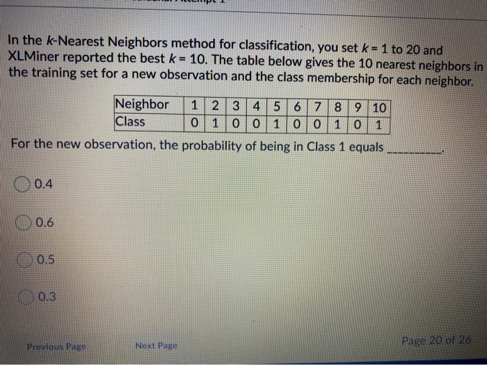 Solved In The K-Nearest Neighbors Method For Classification, | Chegg.com