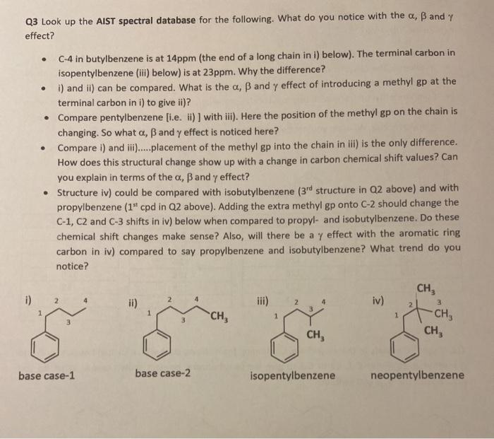 Solved Q3 Look up the AIST spectral database for the
