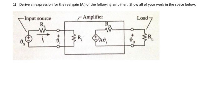 Solved 1) Derive an expression for the real gain (A) of the | Chegg.com