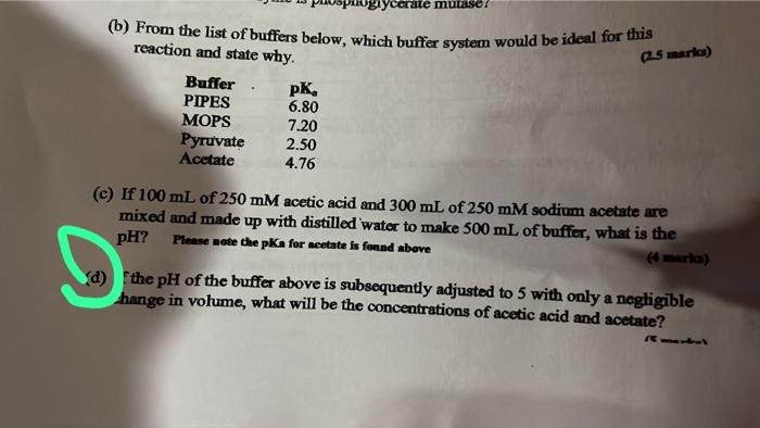 (b) From The List Of Buffers Below, Which Buffer | Chegg.com